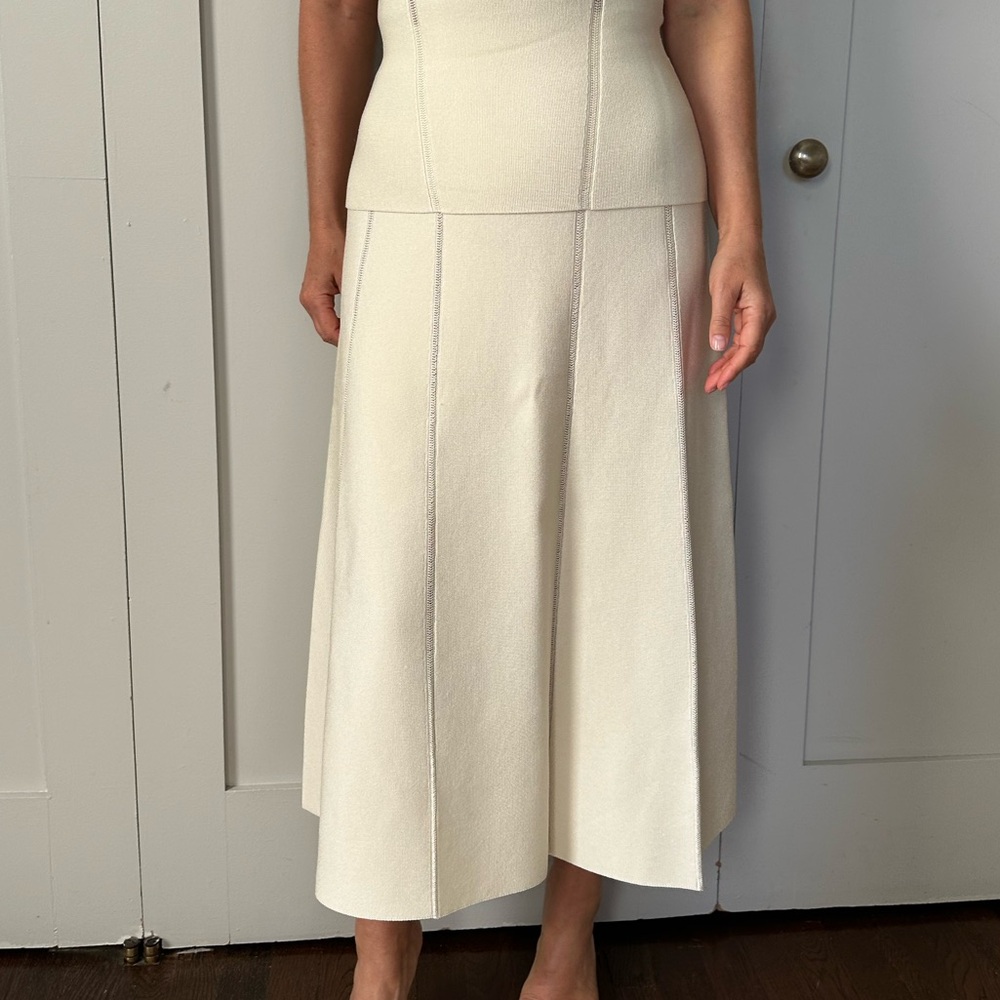 ZIMMERMAN Matchmaker Knit Panelled Skirt in Cream